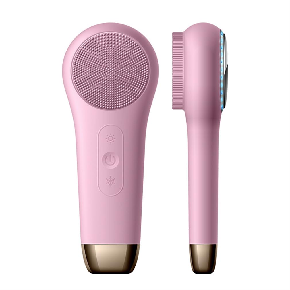 Brosse nettoyante visage silicone rose à vibration sonique et thermale