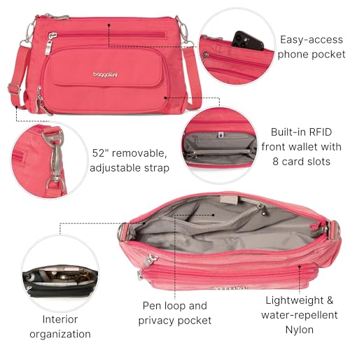 Image of Baggallini Original Everyday 11x7.5 Crossbody Bags Rfid Protected Lightweight Nylon Zippered Travel Purse