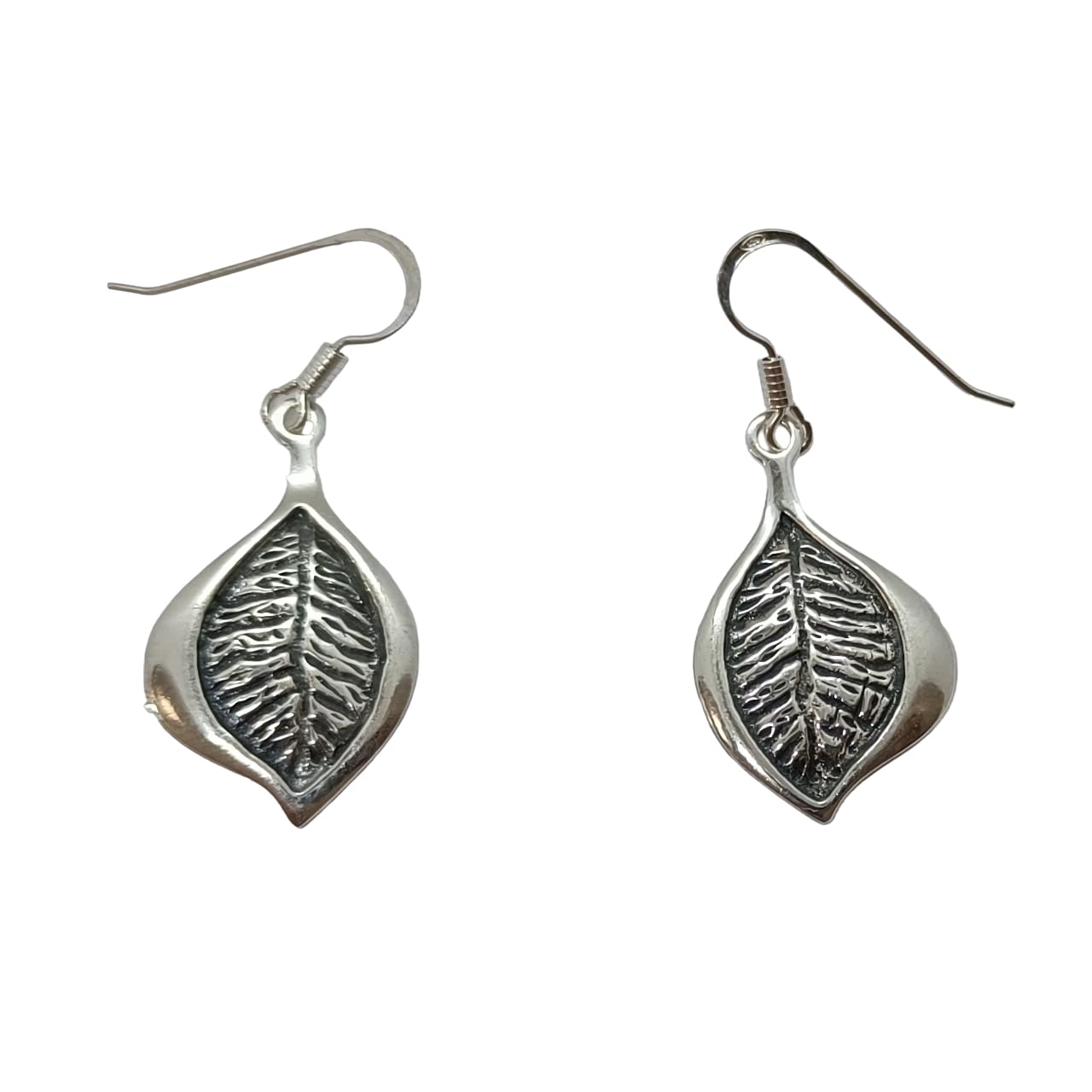 Boucles d'oreilles pendantes feuille argent anti-allergie - 4