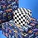 LaRibbons Monster Truck Reversible Wrapping Paper Mini Roll, Checkered Flag Design, Perfect for Kids and Boys Birthdays, 17