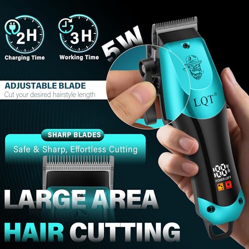 Image of 4-in-1 Men's Hair Clippers Kit, Includes Nose Hair Trimmer, Electric Shaver, and Engraving Trimmer, Wireless USB Rechargeable Grooming Set, Blue Ombre Design, Ideal Gift for Men (Blue)