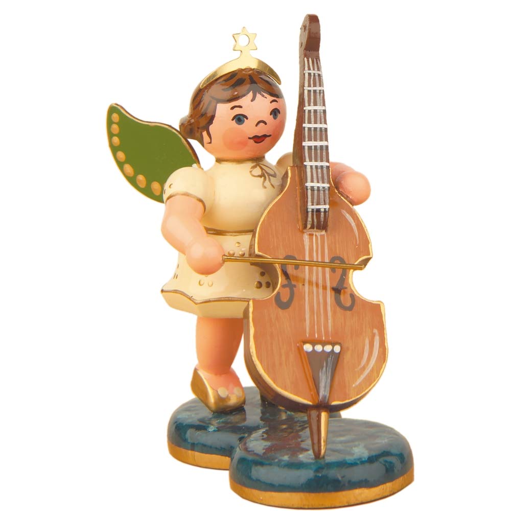 German Christmas Angel with Double bass 6,5cm / 2,5inch - Hubrig Volkskunst