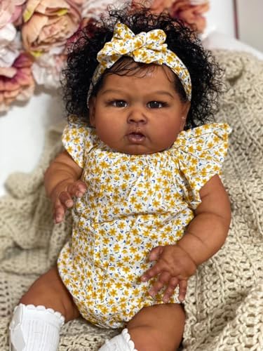 Muñeca Reborn bebé negra de silicona realista 24 pulgadas miniatura 1