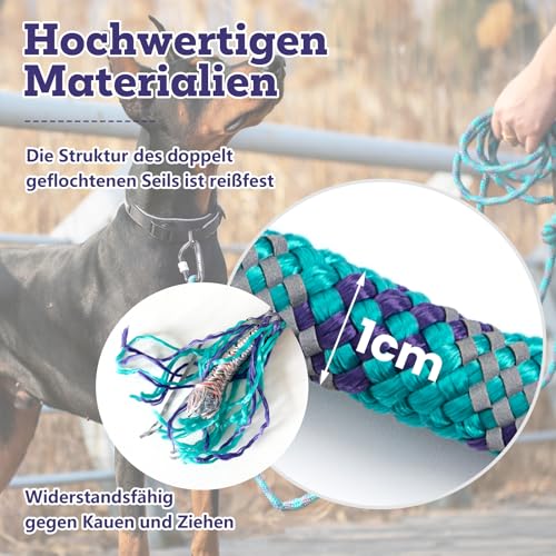 LUCKY LUCY Hundeleine 3m, für mittel & große Hunde (bis 80kg), reflektierend, mit starkem Aluminium sicherheitskarabiner, schöner Fuchsia