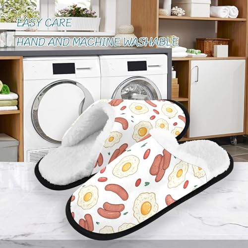 White Egg Sausage Slippers For Women Men Soft Memory Foam Non-Slip Food Winter Indoor House Shoes Travel Slipper3