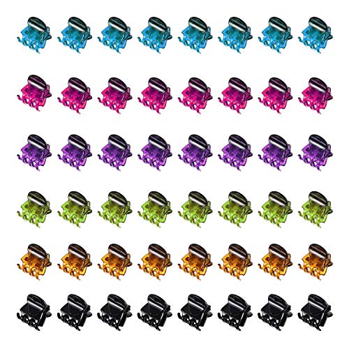 Mini Hair Claws For Women Girls Colorful Hair Clips Small Classics Mini Crown Claw Clip For Short Hair Pins Clamps Plastic Metal Jaw Clips Set 48 Pcs,Multicolored