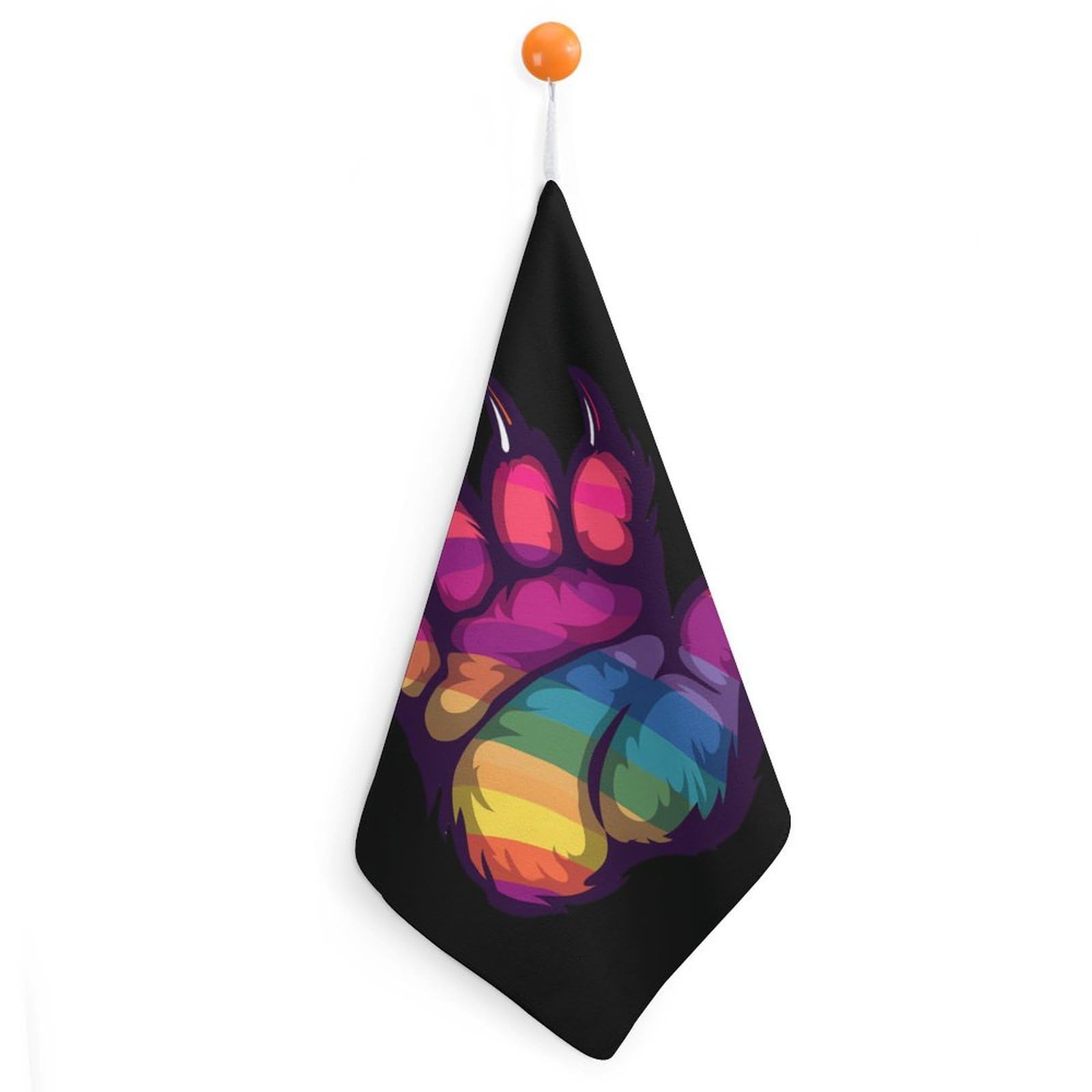 TXFBTRFSA LGBT Gay Rainbow Bear Paw Hand Towels with Hanging Loop Kitchen Towel Handkerchiefs Cleaning Cloths