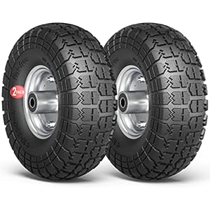 Winisok 4.10/3.50-4 Tire Wheels Flat Free, 10″ Heavy Duty Solid Replacement Tire with 5/8’’ Bearings for Wagon/Wheelbarrow/Hand Truck/Generators (2 Pack)