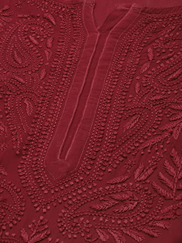 Image of Ada Hand Embroidered Lucknowi Chikankari Viscose Kurta for Women A411185