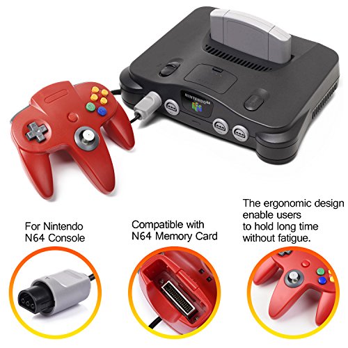 Image of KIWITATA Classic N64 Controller, Retro N64 Wired Joystick Replacement Gamepad Controller for N64 Video Game Console Red