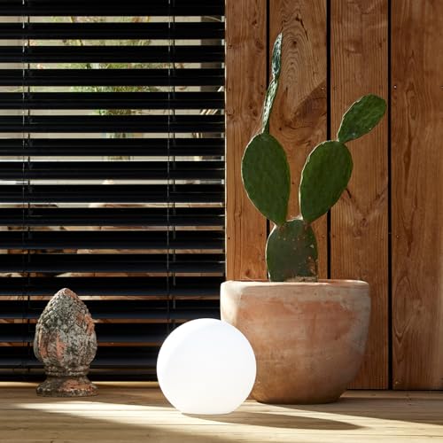 Corep Lampe boule blanc jardin RIO Little Garden - LED RGB solaire (D30cm)
