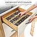 EDELHAUS Bamboo Spice Drawer Organizer - Expandable 4 Tier Spice Rack (Need 3