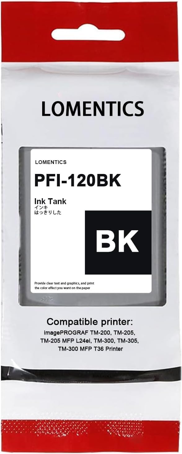 PFI-120 130ml Ink Tank (1 Pack, Black) Lometic Compatible PFI-120BK Ink Replacement for Canon TM-205 TM-300 TM-305 Printer