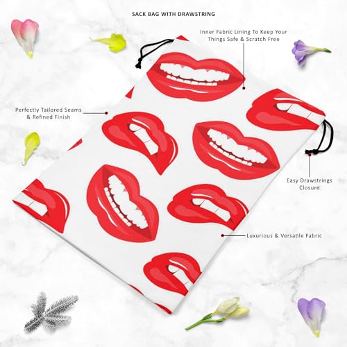 Image of ArtzFolio Lips D3 | Reusable Sack Bag | Bag for Gym, Storage, Vegetable & Travel