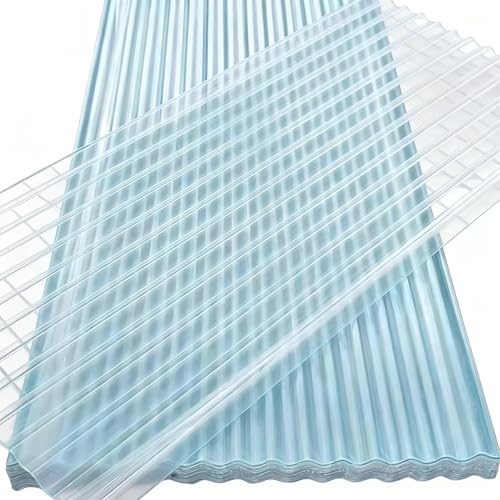 4 PCS Clear Polycarbonate Roofing Sheet, Splicable Corrugated Plastic UV