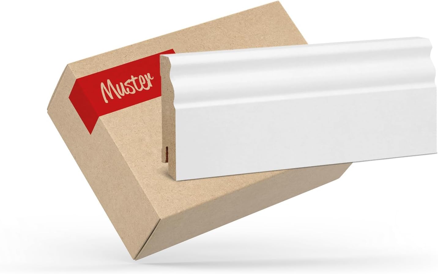 Muster KGM Hamburger Skirting Board ECO Old Berlin Profile - White Foiled MDF Skirting Board Short Length - Dimensions: 150 x 19 x 60 mm - Pack of 1