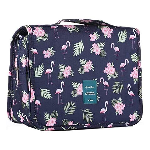 homchen Hanging Travel Toiletry Bag, Waterproof Folding Portable Cosmetic Bag, Wash Bag for Men and Women (M, Flamingo) Cover