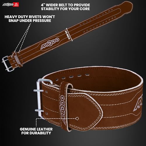 Image of Aprodo Gym Belt for Men and Women Workout with Secure Double Prong Buckle | 8.6mm Thick Suede Leather Professional Belt For Heavy Weight-Lifting, Powerlifting, Bodybuilding, Squatting and Strength Training (Brown, L)