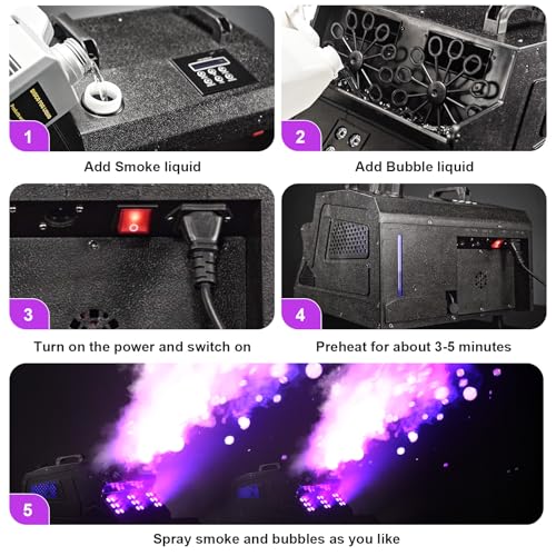 Image of 2000W Fog Machine, 3 in 1 Fog Bubble Machine with 2 Bubble Fans, 7 CH 18 RGB LED Lights Smoke Bubble All IN 1 Machine, Fog Machine Stage Effect for Party, Wedding, Halloween, Chrismas