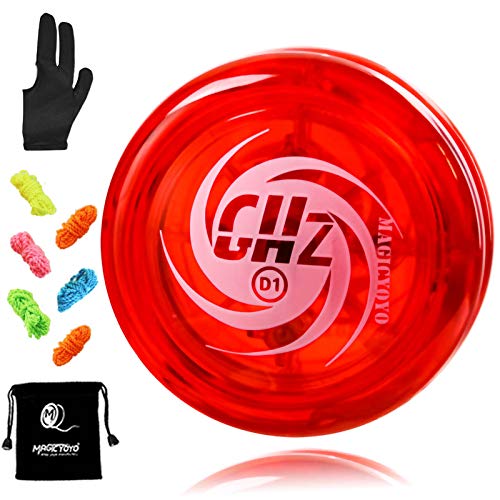 YOSTAR MAGICYOYO D1 GHZ Looping Yoyo Responsive Yoyo Ball voor kinderen, Beginner Yoyo, gemakkelijk te spelen en te oefenen Basic Looping Tricks, met 5 Yoyo Snaren, Yo-Yo Handschoen, Yo Yo Bag (D1 - Rood)