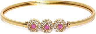 Gold Plated Cubic Zirconia Studded Kada For Women-ZPFK9212