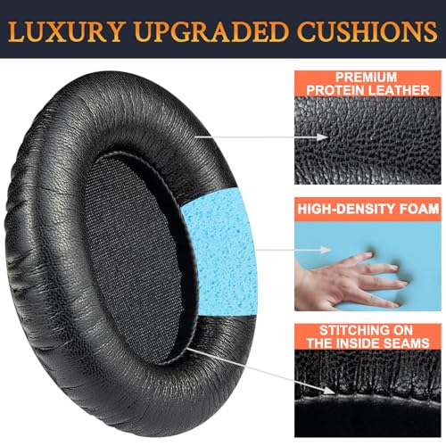 SOULWIT Repuestos Almohadillas para Sennheiser HD300 Pro, Almohadillas de Oído con Cuero Proteico Suave y Espuma de Memoria - Negro miniatura 4