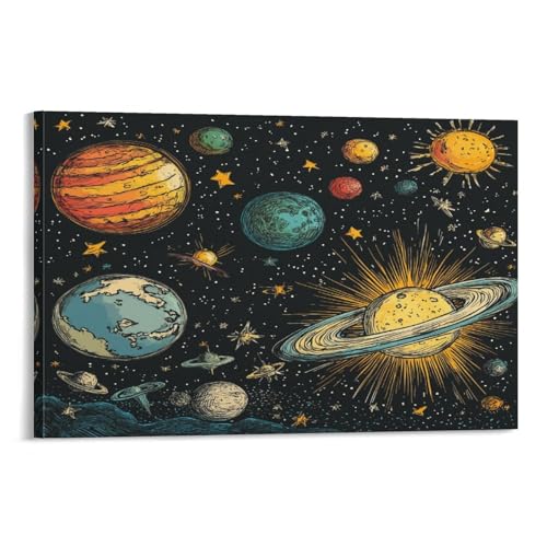 Peintures sur toile planètes cosmiques pour chambre moderne et décoration couloir
