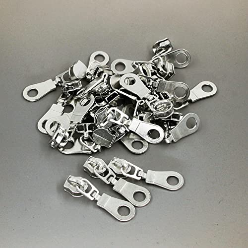 Image of #5 Metallic Nylon Coil Zippers by The Yard Colorful Teeth Zipper Bulk 10 Yards Black Tape with 25pcs Silver Sliders for DIY Sewing Tailor Craft Bag Leekayer(Black)
