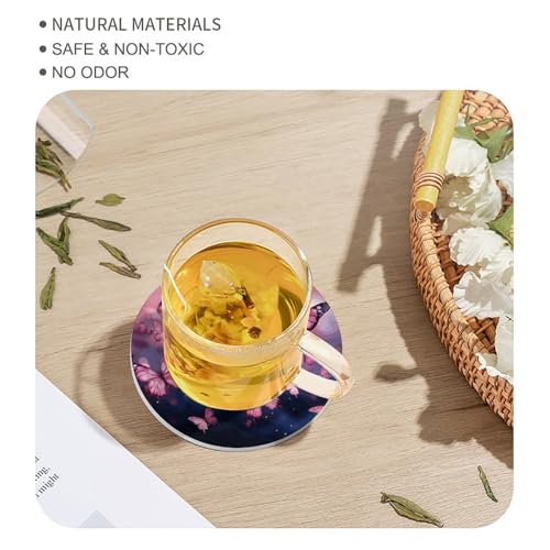 Dessous de verre absorbants en céramique rose et liège motif papillon pour table - 8