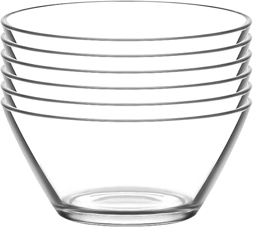 LAV 2X Clear 22.5cm Vega Glass Serving Bowls - Large Kitchen Pasta