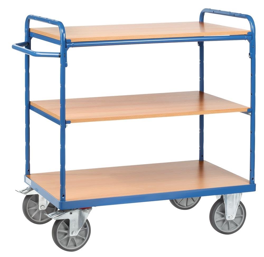 MTPIEC3P2 F 502 Carro con Bandeja, 3 Estantes, 269 mm, 669 mm, 1069 mm Estantes, 50 Kg Peso, 1000 mm x 600 mm Plataforma