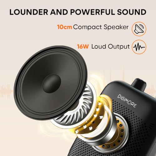Image of DIGIMORE 10W Voice Amplifier for Teachers w /Wired Headset Mic | 12Hrs Battery | BT 5.4 | in-Built Noise Reduction | Speaker for Tour Guides, Yoga, Announcements, Schools & Colleges (D-1200)