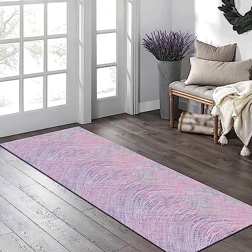 Tapis de couloir antidérapant lavable 80x500cm multicolore rose violet gris