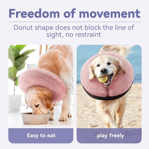 Image of Loflaze Soft Inflatable Dog Cone Collar for Large Medium Small Dogs Cats - After Surgery Dog Neck Donut Collar, ECollar Alternatives for Recovery - Pink, M