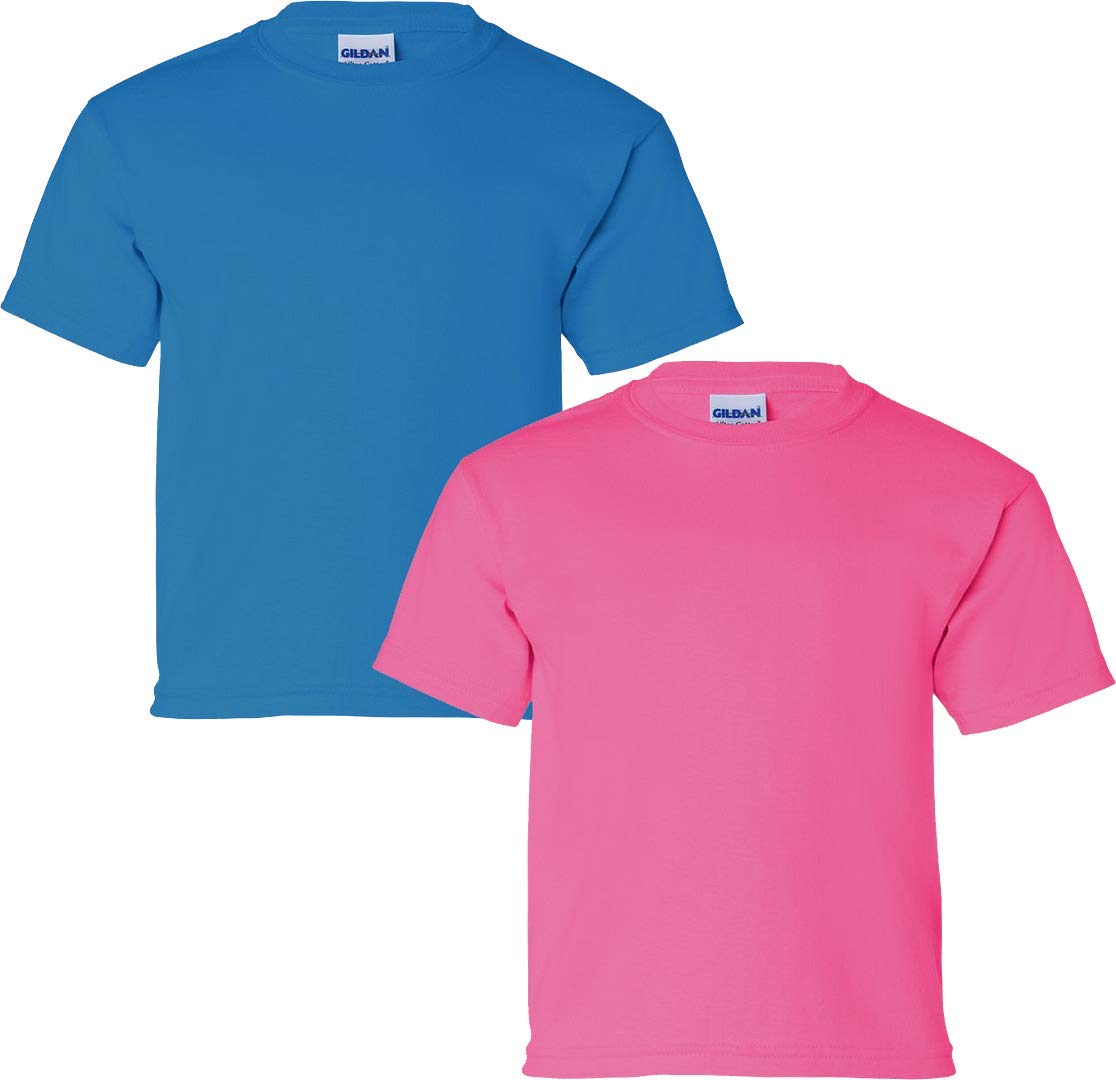 Gildan Kids' Ultra Cotton Youth T-Shirt, 2-Pack XL-Sapphire-Heliconia