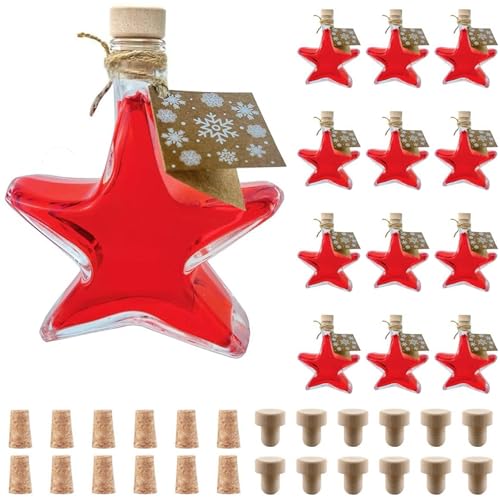 slkfactory 12 x 200 ml Stern Flaschen Glasflaschen Likörflaschen Schnapsflaschen Weihnachtsflaschen Weihnachten (12 x 200 ml-inkl. Etiketten & HGK-SPI Korken) slkfactory 12 x 200 ml Stern Flaschen Glasflaschen Likörflaschen Schnapsflaschen Weihnachtsflaschen Weihnachten (12 x 200 ml-inkl. Etiketten & HGK-SPI Korken)