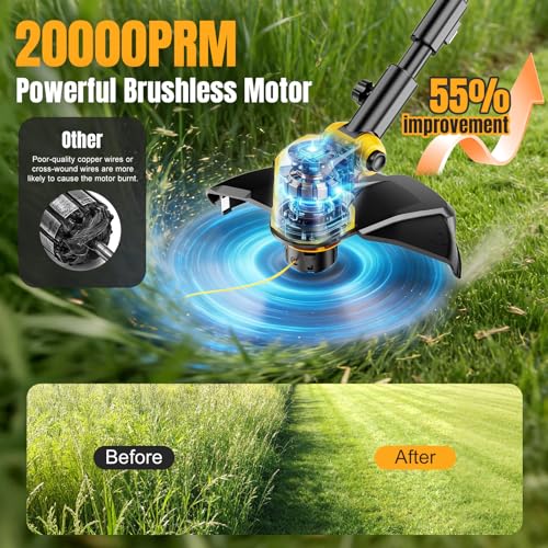 Cordless String Trimmer for Dewalt 20v Battery Powered(No Battery),3-in-1 Cordless Grass Trimmer Electric Weed Wacker Lawn Edger, Weed Eater Cordless Weed Trimmer with Wheel & 8 Spool by denqir - Used condition - Image 6