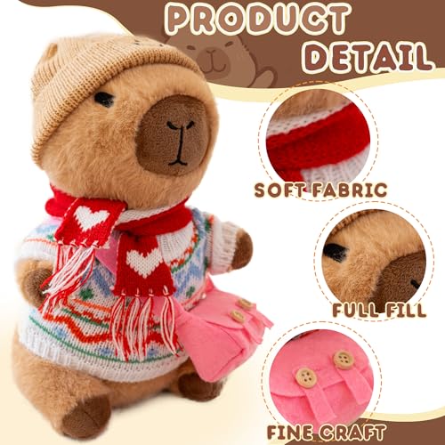 Image of Capybara Plush for Boys Girls Birthday Dress Up Cute Plushies,10 Pcs Set,9 Clothes and Accessories Kawaii Stuffed Animal Plushie Toy, Soft Peluche Doll for Kids 10.2 in