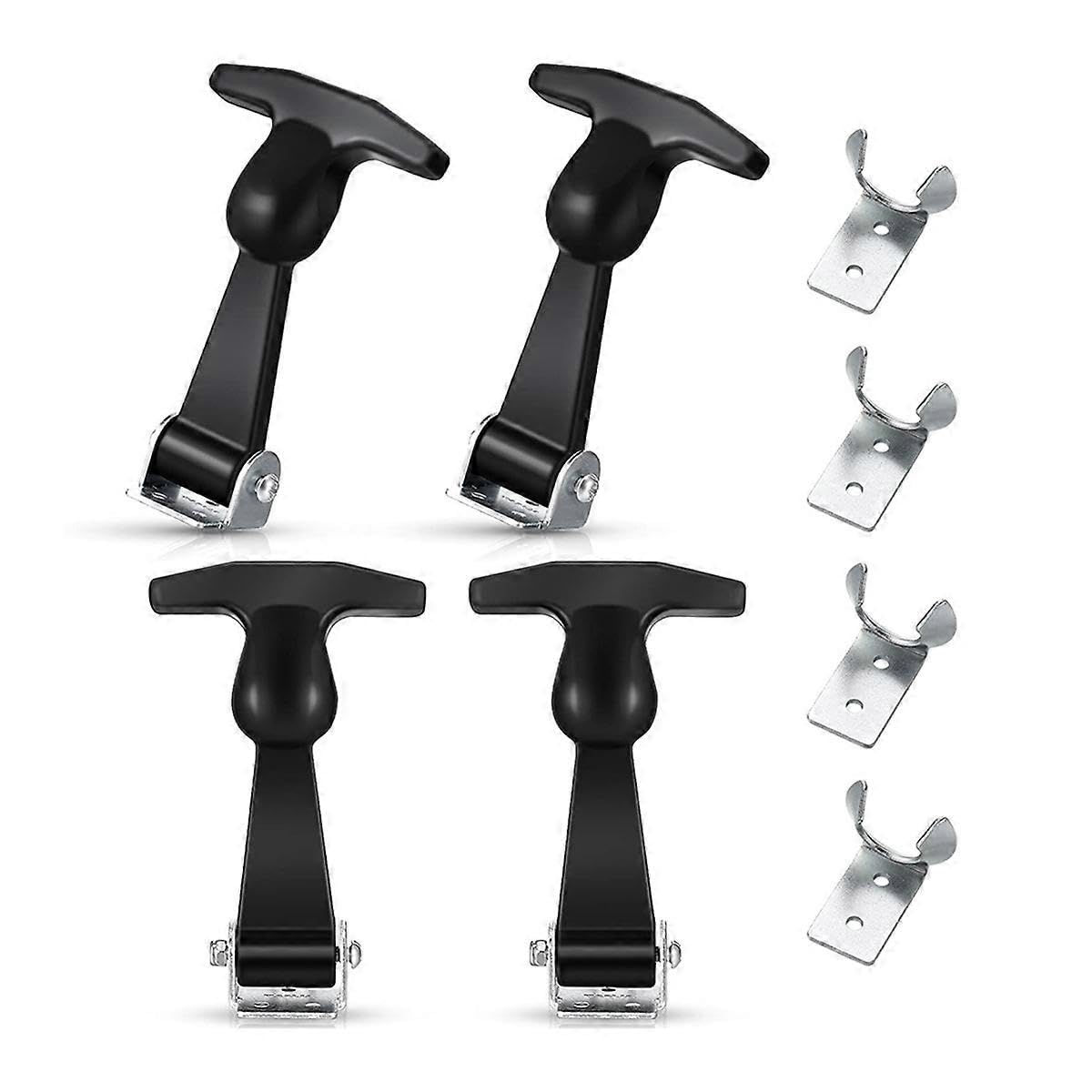 4 Pieces Elastic Stainless Steel Rubber Hood Catch Flexible T-Handle Hasp Rubber Flexible Draw Latches with Brackets