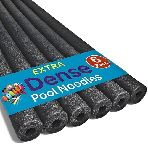Oodles of Noodles Deluxe Foam Pool Noodles - Pack of 6 - approx. 48 inch x 2.5 inch Hollow Core Foam Tube | Extra Dense, Durable, Buoyant Swim Noodles for Pool, Beach, Crafts, DIY Projects, Insulation