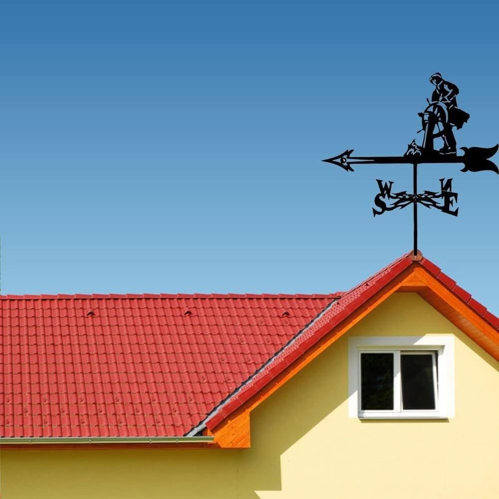 レトロなセーラーメタル風向計、屋根マウント付きガーデン風見鶏、クリエイティブなステンレススチール製ホームデコレーションオーナメントギ