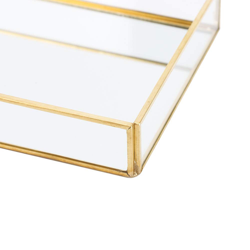 Spiegel gouden lade, rechthoekig spiegellade kan parfum, make-up, tijdschriften en meer houden, decoratief lade voor ijdelheid, badkamer, slaapkamer