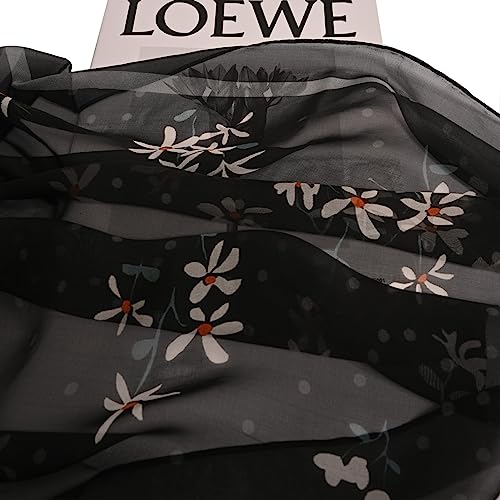 100% Pure Silk Scarf for Women Lightweight Print Floral Pattern Scarf - 71.5'' x 43.5’' Breathable Scarf - Gift Packed4