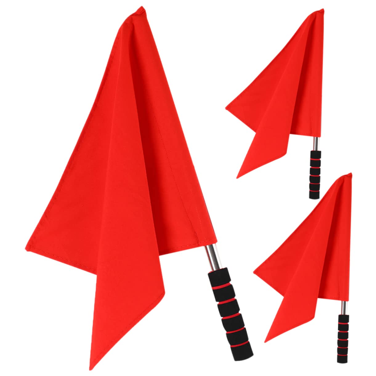 BESPORTBLE Lot De 15 Drapeaux D’arbitre – Drapeaux De Juge De Ligne Football, Tige Acier Inox, Poignée Mousse, Signalisation Main Rouge