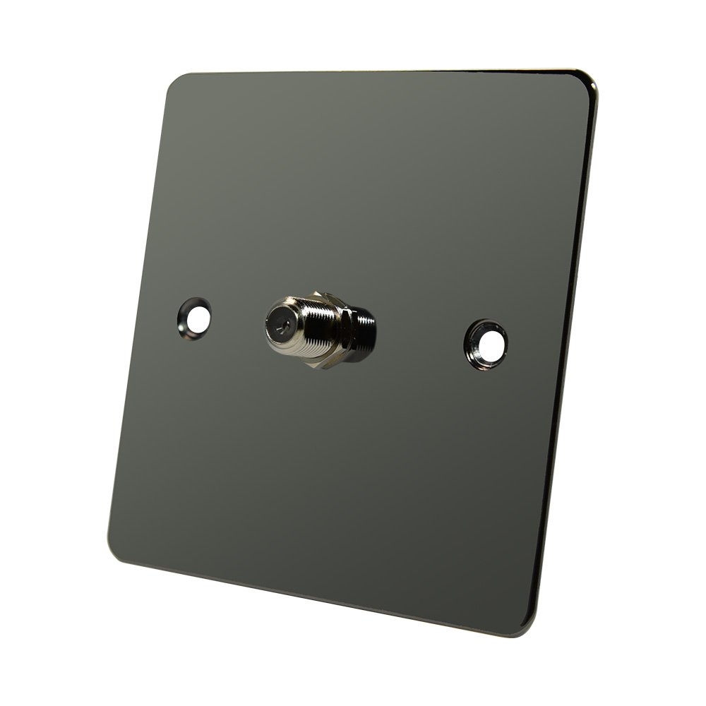 Alliance Electrical Black Flat Plate Nickel 1 Gang Sky Socket - Single F Type Socket For Satellite Outlets