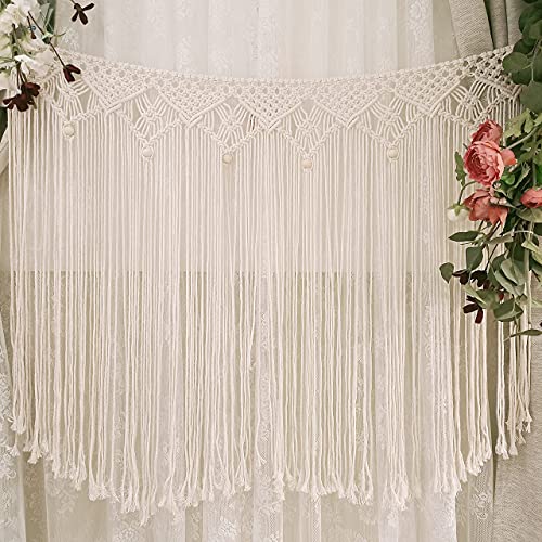 Kiido Macrame Wall Hanging, Hanging Wall Tapestry Large Bohemian Wall Decoration Macrame Curtain Fringe Backdrop Wall Decor For Wedding Living Room Bedroom Gallery, 38"X 33" #TOP2