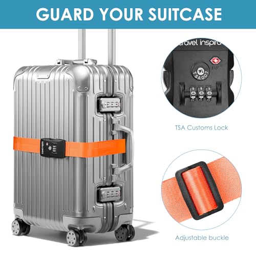 Image of Travel Inspira Luggage Straps for Suitcases with TSA Lock, Protect Your Luggage Anti-Burst, High Visibility Color, Easy to Identify Luggage Adjustable Heavy Duty Belt for 20-28 Inch Suitcases