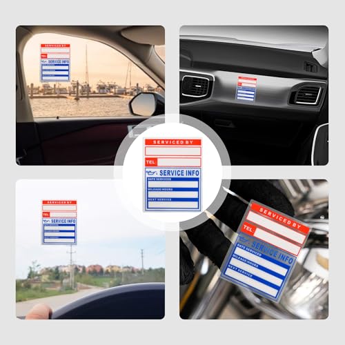 Image of 300PCS Car Oil Change Stickers for Windshield,Next Service Due Sticker,2 inchx2 inch Removable Vinyl Stickers for Most Cars Trucks SUVs (Blue Red 1)