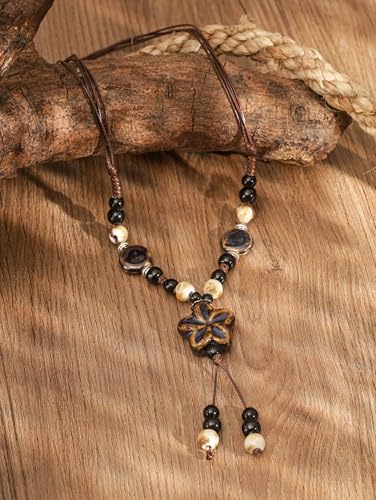 MINACHI Boho Hippie Colorful Ceramic Beads Star Charm Y Necklace, Bohemian Summer Statement Jewelry Gift for Women2