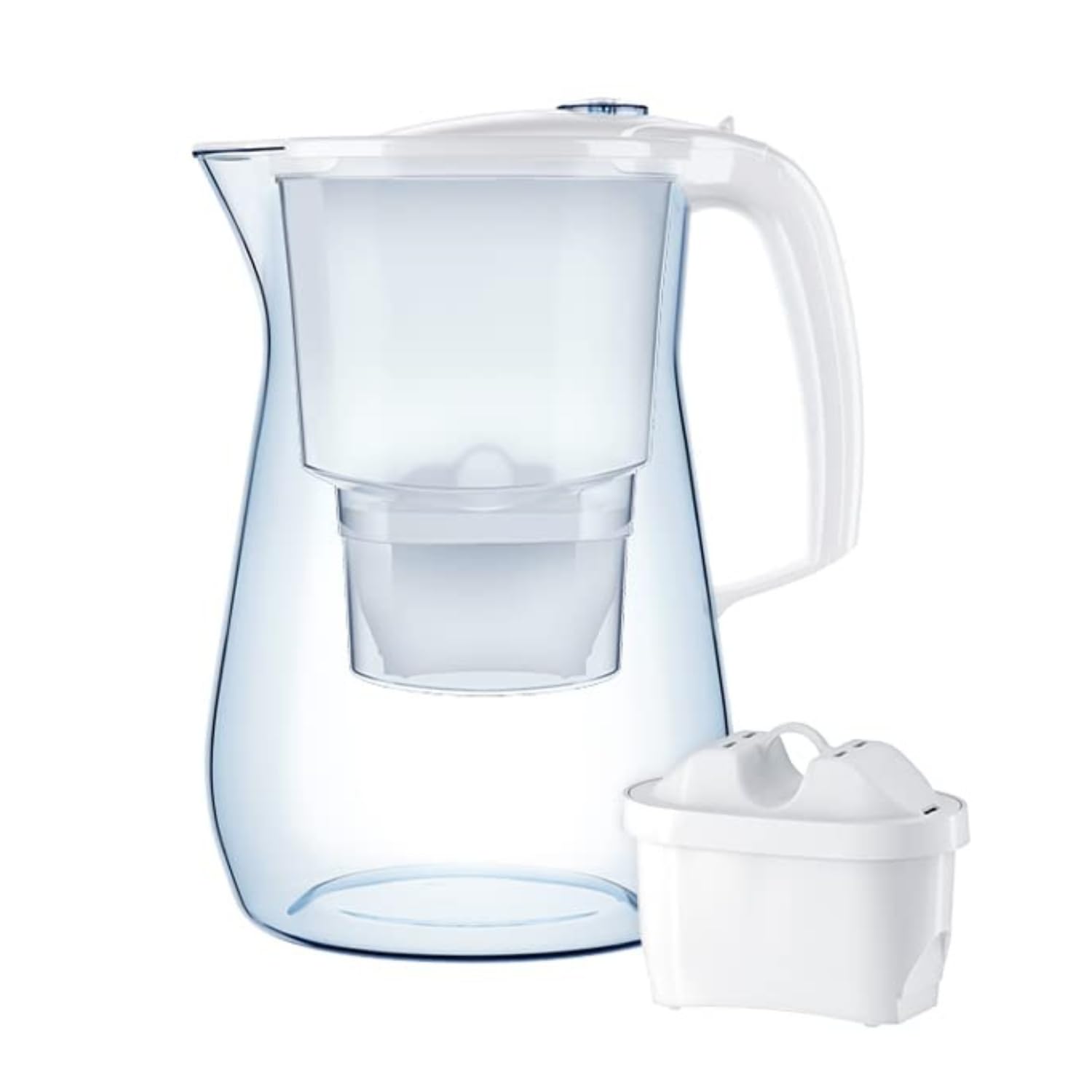 AQUAPHOR Filtro dell'acqua Onyx Bianco incl 1 filtro MAXFOR+ I Filtro dell'acqua dall'aspetto in vetro 4,2l I Riduce il calcare e il cloro I Perfetto per la famiglia I Qualità premium Caraffa